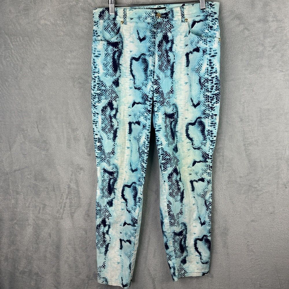 Escada Womens Snakeskin Print Pants Blue Size EU 42 (32x26.5)*